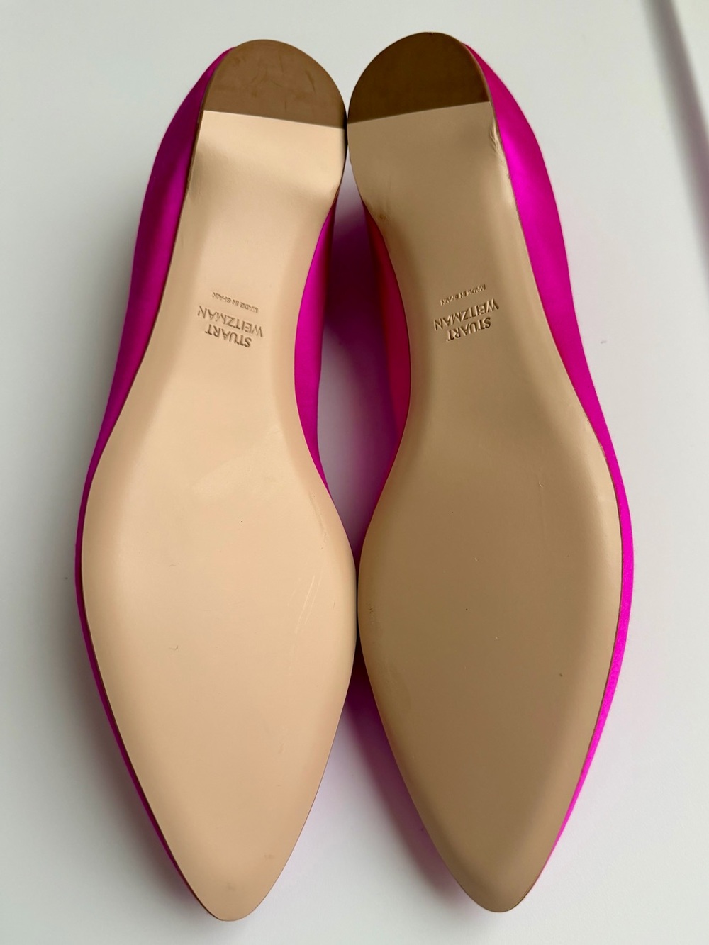Stuart Weitzman Pointed Silk Flats in Bright Fuchsia - Size 8 - New - Picture 5 of 7